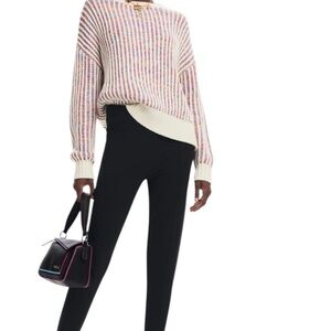 Desigual White horse marled Chunky Striped sweater